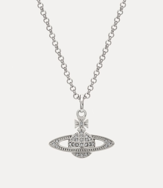 Vivienne Westwood Mini Bas Relief Pendant Necklace in platinum/crystal